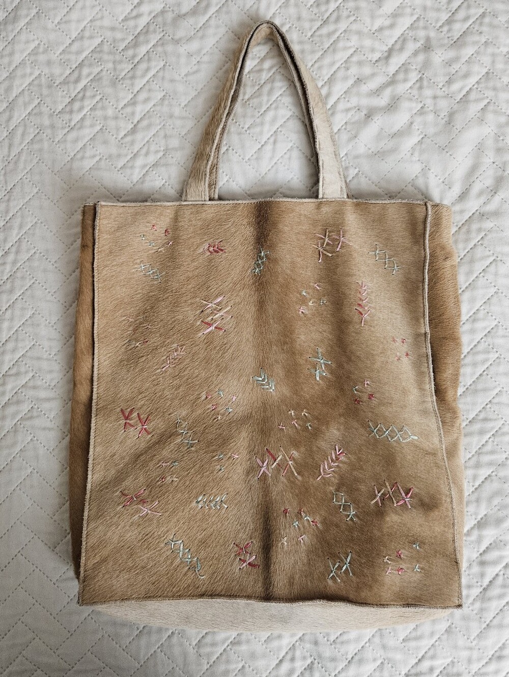 Vintage Y2k Marni Tan Pony Hair Embroidered Tote Bag